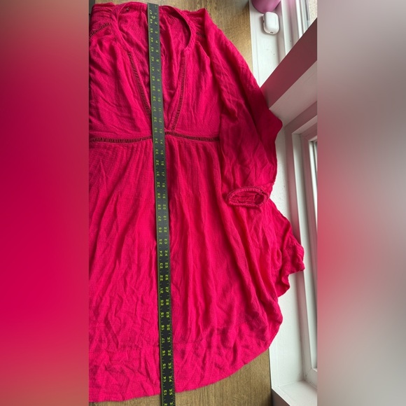 Free People Pink Long-sleeve V-neck Fit & Flare Flowy Boho Dress Size M - Picture 7 of 8